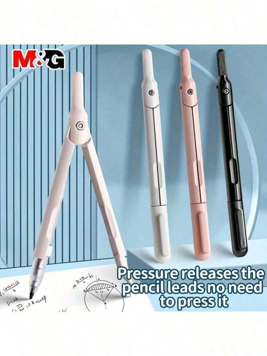 One-Piece M&G Precision Drafting Compass With Built-In Pencil, Student Drafting Set (Compass + Eraser + Lead Set), Metal Drafting Tool Suitable For Students And Professionals, Portable School And Office Stationery.Mechanical Pencil - Sets - View 1