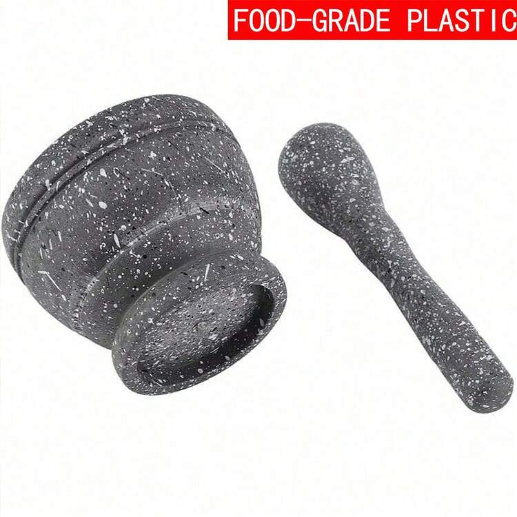 Mortar And Pestle, Reusable Plastic Grinder Bowl Grinder Bowl With Rod Hammer, Sauce Garlic Masher Hand Grinder Crusher Kitchen Gadgets - 黑色 - 查看 7