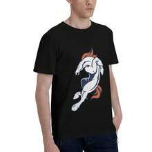 Den-ver-Bro-ncos Camiseta Hombre Algodón Suave y Elástica Cuello Redondo, Corte Ajustado Cómodo, Transpirable y Resistente Básica para Diario, Oficina o Salidas Casuales - Negro - Ver 5