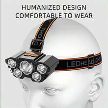 1pc 6-LED Professional Headlamp, 180° Adjustable With 4 Lighting Modes For Camping Hunting Hiking - 頭燈 - 查看 6