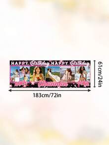 Individuelles Foto-Geburtstagsbanner, personalisierter Name & Alter Happy Birthday Hintergrund, anpassbar mit mehreren Fotos & Text, 21. 24. 30. 40. Geburtstagsparty Dekorationen für Frauen, wandmontiertes Foto-Collage Geburtstagsbanner - Verschiedenfarbig - Übersicht 8