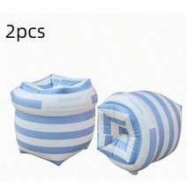 1 Pair Vintage Striped Inflatable Swimming Arm Bands, Rollable And Adjustable, Suitable For Beach, Lake, Pool And Outdoor Activities, Vintage Design, Fun Swimming Gear, Comfortable Lightweight And Buoyant, Pool Inflatable Float, Beach Essential - Multicolor - View 6