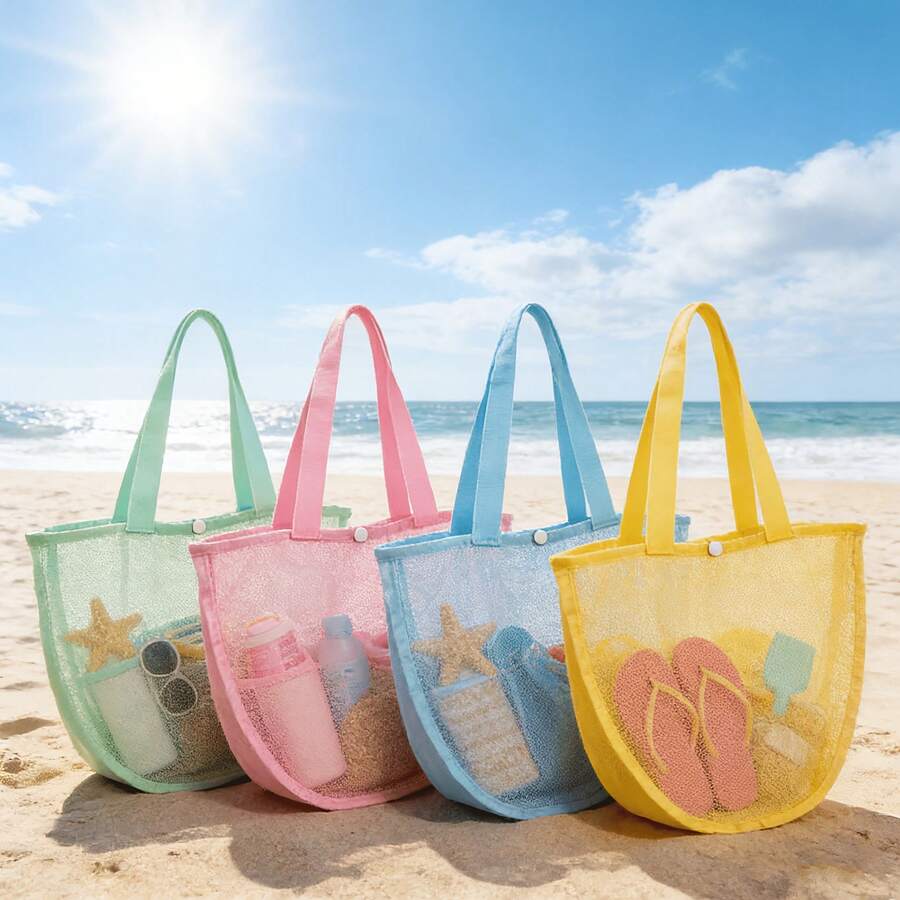 1件個性化貝殼包、海螺網袋、沙灘包、網狀海螺收藏袋、貝殼網袋、海螺托特包、返校季 - 查看 1