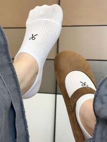 5 Pairs Women's Spring/Summer Minimalist Bow Invisible No-Show Socks, Solid Color Breathable Versatile Low-Cut Socks, Non-Slip Lining, Daily Wear Anti-Slip - Multicolor - View 7