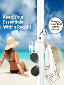 Multifunctional Beach Umbrella Hook, Adjustable 4-Prong Hook, Suitable For Towels, Bags And Hats, Fits 0.75 To 1.26 Inch Poles, Plastic Material, Suitable For Camping And Outdoor Activities - Multicolor - View 2