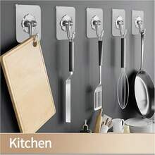Transparent Heavy Duty Adhesive Hooks, Super Strong Load-Bearing No-Drill Hook Set, Waterproof & Moisture-Proof Heavy Duty Transparent Small Hooks, Multi-Surface Applicable Strong Fixing Hooks, Home Storage Essential, High Transparency Invisible Wall Adhesive Hooks, No-Nail Damage-Free Wall Hooks, Multi-Functional Whole House Organization Hooks - Multicolor - View 9