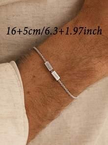 Custom Square Name Bracelet, Stainless Steel Jewelry, Personalized Dad Name Bracelet, Family Name Bracelet, Gift For Boyfriend - Multicolor - View 4