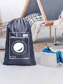 Large Capacity Drawstring Laundry Bag (Washing Machine Print) - Heavy Duty Durable, Suitable For Travel, Beach Bag, Camping, Portable Lightweight, Fashionable And Durable - Multicolor - View 5