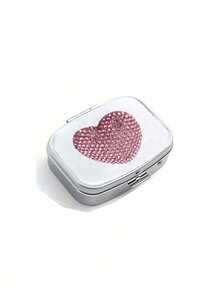 Shiny Rhinestone Pill Box, Fashion Heart-Shaped Rhinestone Pill Box, Mini Compartment Pill Box, Travel Pill Box Container, Suitable For Vitamins, Supplements And Other Small Items, Perfect For Daily/Outdoor/Travel - Multicolor - View 14