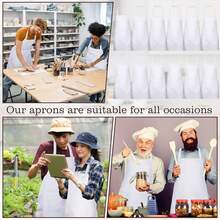 12 Pack Bib Apron,Unisex Black Commercial Apron With 2 Pockets,Unisex Black Plain Aprons With Long Ties,Kitchen Cooking Aprons For Women Men Chef,Painting BBQ Grilling Baking Restaurant,Machine Washable - 白色 - 查看 9