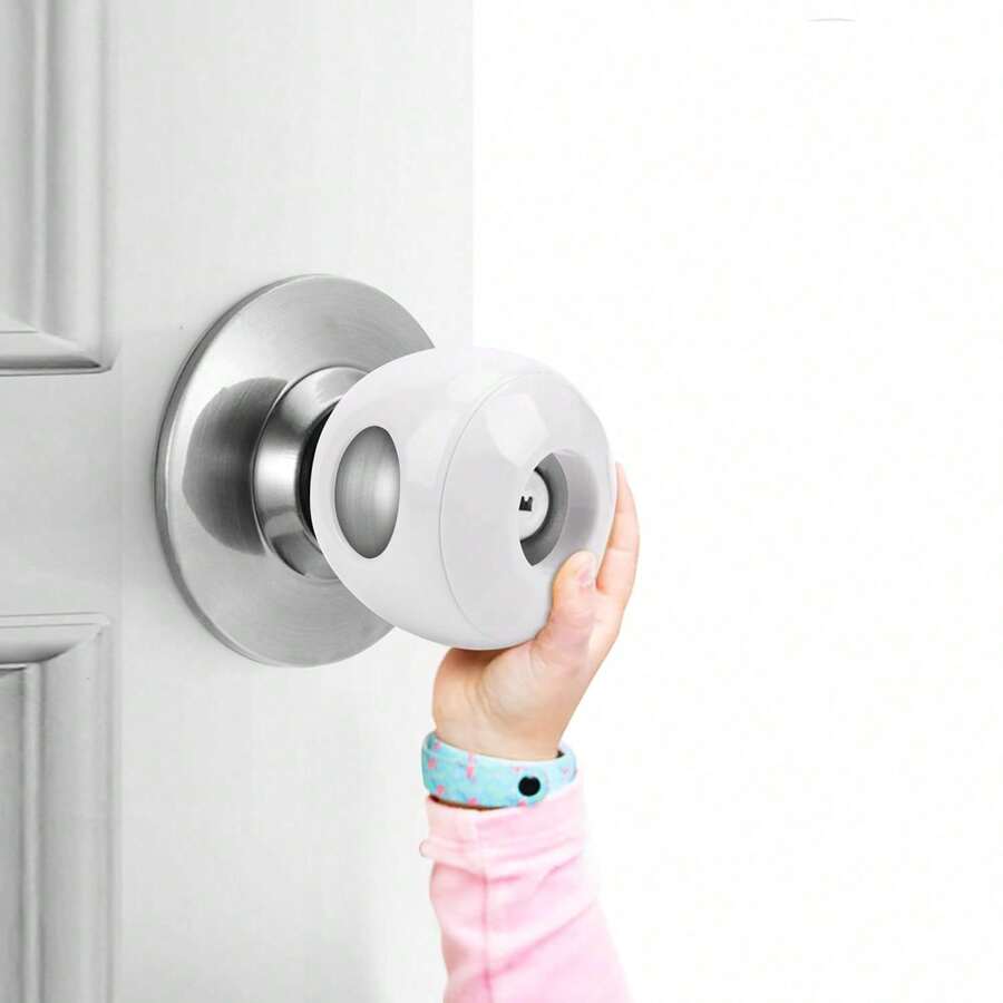 2/1pc Children Safety Door Handle Guard Cover, Baby Anti-Theft Door Lock, Door Handle Protective Sleeve, Child-Proof Door Opening, White - White - View 1