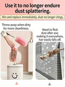 Double-Sided Electrostatic Dusting Duster, Multifunctional 360° Double-Sided Extendable Cleaning Feather Duster, Double-Sided Dusting Pads And Handle - 360° Dusting Function, Suitable For Home, Car, Office, Party And Daily Use Multi-Surface Cleaning Dusting Paper - Multiple Styles - View 5