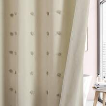 1pc Beige Bohemian 3D Floral Shower Curtain, Bohemian Style 3D Tufted Pom Pom Shower Curtain With Tassel Hem, Dry And Wet Separation Curtain, Bathroom Privacy Decorative Curtain (Daily Home Use/Homestay Apartment/All Seasons) - Beige - View 7