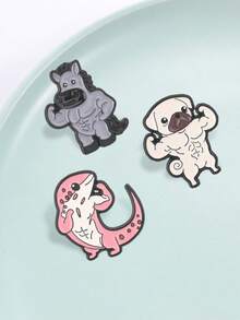 Muscular Animal Cartoon Enamel Pin Strong Muscular Leopard Gecko Pug Horse Brooch Bag Lapel Badge Jewelry Gift For Gym Lovers - Multicolor - View 5