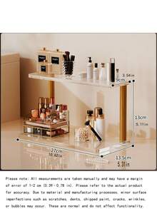 1pc Modern Multi-Layer Cosmetic Storage Rack - Built With Sturdy Wood And Acrylic Materials, Space-Saving Countertop Storage Shelf With Practical Shelves, Suitable For Walls, Bathrooms, Etc. - Multicolor - View 5