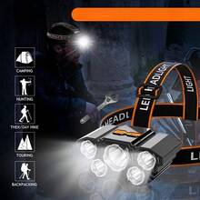 1pc 6-LED Professional Headlamp, 180° Adjustable With 4 Lighting Modes For Camping Hunting Hiking - 頭燈 - 查看 5