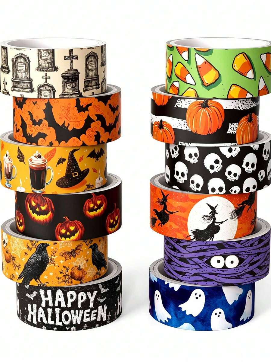 1 Set Halloween Theme Washi Tape, Suitable For DIY Crafts, Gift Wrapping, Scrapbooking, Photo Albums And More, Also A Great Back To School Gift - A - View 1