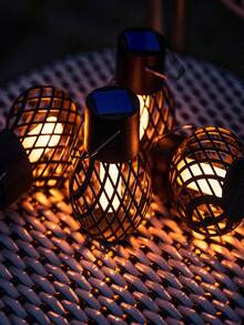 8/4pcs Solar Hanging Lanterns, Flickering Flame LED Lights, Waterproof Outdoor Decorative Lights, Hollow Pattern, Suitable For Garden Yard Trees - Solar Flame Lantern - 查看 6