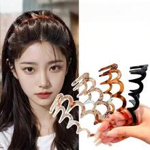 2/1pc Korean Style Long Tooth Wavy Headband, High Crown Design, Face Washing Hairband For Organizing Loose Hair, Non-Slip Women's Hair Accessory - One Size - View 5