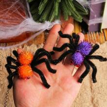1pc Halloween Realistic Spider Hair Clip, Plush Spider BB Clip, Funny Party Decoration Hair Accessory - Multicolor - View 3