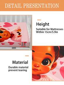 1 pieza Sábana ajustada linda lavable a máquina para habitación de niños, cama de niño pequeño, cuna de bebé, sábana de guardería altura 15cm(sin relleno)100% poliéster - Multicolor - Ver 6