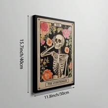 1件趣味塔羅牌骷髏壁飾畫《過度思考者》帆布印畫 復古花卉哥德風骷髏海報 適用美學臥室、萬聖節宿舍裝飾 送給她的禮物 可選無框或有框 - 多色1 - 查看 14