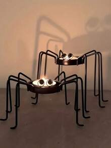 5pcs/2pcs/1pc Spider Shaped Halloween Decorative Candle Holder, Suitable For Tabletop Decoration And Gifting, Perfect For Halloween Party, Themed Events, Trick Or Treating, Haunted House Decor, Vintage Style Party - one-size - View 8
