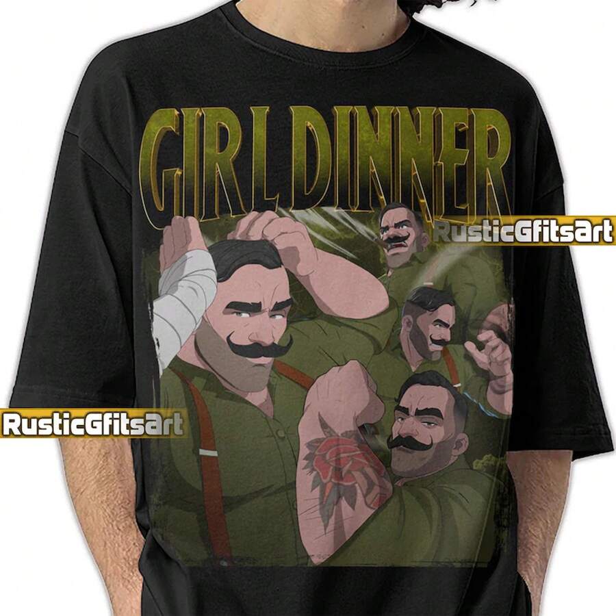 GIRL DINNER PUNCH Up Shirt, Punch Up Custom T-Shirt, Colm Dispatch Vintage Bootleg Tees, Smallest Strongman Fans Gift - Black - View 1