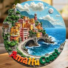 Amalfi Coast Cliffside Rainbow Houses Stone Bridge And Sapphire Sea Magnet Where The Mountain Paints Its Dream On The Water Keepsake For All Metal Surfaces Throughout The Home - A - View 6