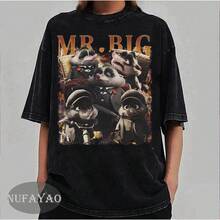 Vintage Mr. Big Bootleg T-Shirt, Retro Cartoon T-Shirt, Funny Unisex Meme Style Gift, Gift For Fans, Commemorative T-Shirt For Fans. - 黑色 - 查看 1