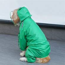 大型犬雨衣带反光条，可调节连帽宠物雨衣 - 彩色 - 查看 8