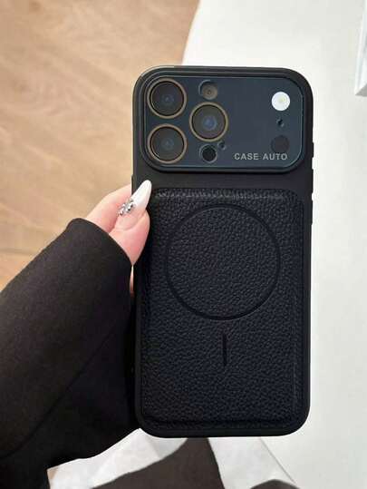 CteGlodrix New Phone Case, Instantly Transforms Into A Bulging Leather-Textured Solid Magnetic Protective Case, Featuring A Magnetic Stylish Design, Comes With A Lens Film, Suitable For 17 Pro Max /16/15/14/13/12/11, Flexible And Anti-Slip Protective Case