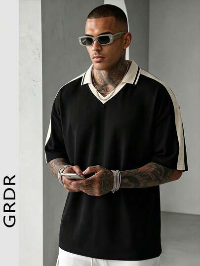 Camiseta Casual de Manga Curta para Verão GRDR, Minimalista e Fashionável em Cor Sólida, Adequada para Corrida e Uso Diário