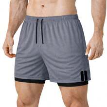 Kit Of 3 Men's Dry Fit 2-In-1 Shorts For Gym And Running With Cell Phone Pocket - BLACK/GRAY/WHITE - View 2