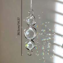 Minimalist Silver Asymmetric Metal Ring Clear Faceted Crystal Ball Suncatcher Rainbow Prism Window Hanging Ornament Modern Aesthetic Room Decor - Irregular Silver 30 Balls - View 6
