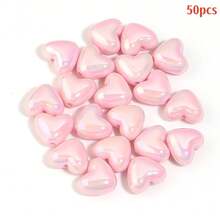 50 PIEZAS Cuentas con forma de corazón recubiertas de acrílico con agujero , adecuadas para la fabricación de joyas, materiales para pulseras y collares de cuentas hechos a mano DIY, regalo perfecto para el Día de San Valentín, aniversario, cumpleaños para tu ser querido - Multicolor - Ver 12