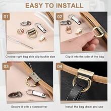 2/4/6/8/10Sets Gold/Silver/Gunmetal Black D-Ring Lobster Clasp, Suitable For Handbags And Crossbody Bags - Wallet Chain Accessories, No Tools Included, Wallet Making, DIY Wallet Making - Multicolor - View 10