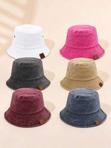1pc Unisex Solid Color Retro Foldable Bucket Hat, Vintage Washed Outdoor Sun Protection Hat, Suitable For Everyday Use,Holiday,Festival - Solid Color - View 4