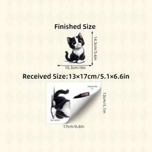 1Pc Cute Cartoon Cats Peekaboo Wall Sticker | Funny Animal Decals For Kids Room Decor | Easy To Apply Vinyl Art For Door & Home - Multicolor - View 14