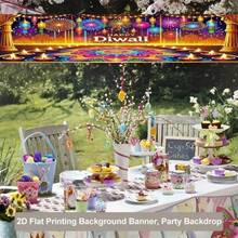 2D Planar Banner Background For The Lantern Festival Party In The 2D Plane, Featuring A Splendid Night Scene With Colorful Lanterns, Combined With Ground Mandala Patterns And Oil Lamp Decorations. No Power Supply Required. - A - View 6