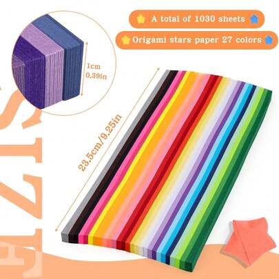 Star Origami Assembly, Colorful Star Paper Strips, Double-Sided Origami Star Paper Strips, Solid Color Paper Stars, Lucky Star Decoration Paper, Star Strips, DIY Handmade, Folding Star Paper Strips Double-Sided Lucky Colorful Stars 27 Colors Decoration Thanksgiving Folding Paper, Christmas Gifts Halloween Decoration Handmade Materials, School Teaching, DIY Projects