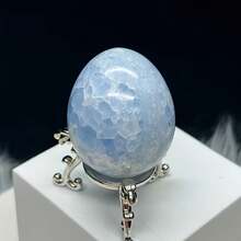 1pc Blue Angel Stone Crystal Egg, Perfect For Geology Enthusiasts, Projects And Mineral Specimens. It's A Unique Home Decor Piece And A Great Gift For Crystal Collectors. Its Bohemian Style And Unique Texture Make It An Ideal Choice - Blue - View 10
