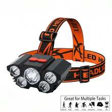 1pc 6-LED Professional Headlamp, 180° Adjustable With 4 Lighting Modes For Camping Hunting Hiking - 頭燈 - 查看 3