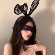 1件裝兔耳髮箍，極簡性感蕾絲眼罩，情侶性感眼罩套組，可愛髮夾頭飾，兔女郎配件，派對用 - 彩色 - 查看 7
