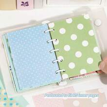 50pcs Colorful Polka Dot M5 Material Paper, 4 Styles Available, Includes Vellum And Kraft Paper, Tearable Macaron Color Palette, Suitable For Planner, Diary, DIY Decoration And Collage - Polka Dots - View 3