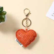 1pc Neutral Woven Heart-Shaped Leather Keychain, Cute Bag Charm, Versatile Accessory For Back To School Season - Multicolor - View 12
