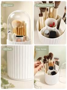 Minimalist Beauty Storage With Divided Compartments To Stop Clutter Modern Acrylic Makeup Brush Holder For Urban Professionals Compact Vanity Decor Ideal For Bathroom Countertop To Hold Eye Shadow Brushes - A - View 10