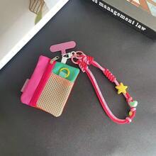 1件手工編織小星星短款腕帶手機掛繩包帶，新款手工編織小星星短款腕帶彩色壓克力手機吊飾編織繩掛件，卡通可愛便攜防丟手機殼配件 - 彩色 - 查看 12