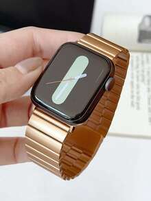 Huastonband 1件磁吸式不鏽鋼金屬錶帶，適用於Apple Watch 38mm/40mm/41mm/42mm/44mm/45mm/49mm/46mm，適合Ultra/SE/S10/S9/8/7/6/5/4/3系列。佩戴舒適，適合四季。智慧手錶配件錶帶，女性配件夏季海灘派對聚會、母親節、畢業季、返校學生同學禮物 - 玫瑰金色 - 查看 3