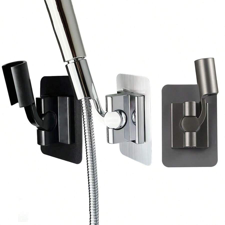 1pc No-Drill Wall- Shower Head Holder, Adjustable Bathroom Shower Head Hose Accessory Fixer, Universal Shower Base, Up-Down Left-Right Adjustable Shower Bracket - Long Universal Joint - View 1